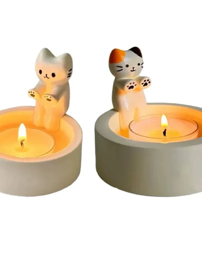 bougeoirs céramiques chats